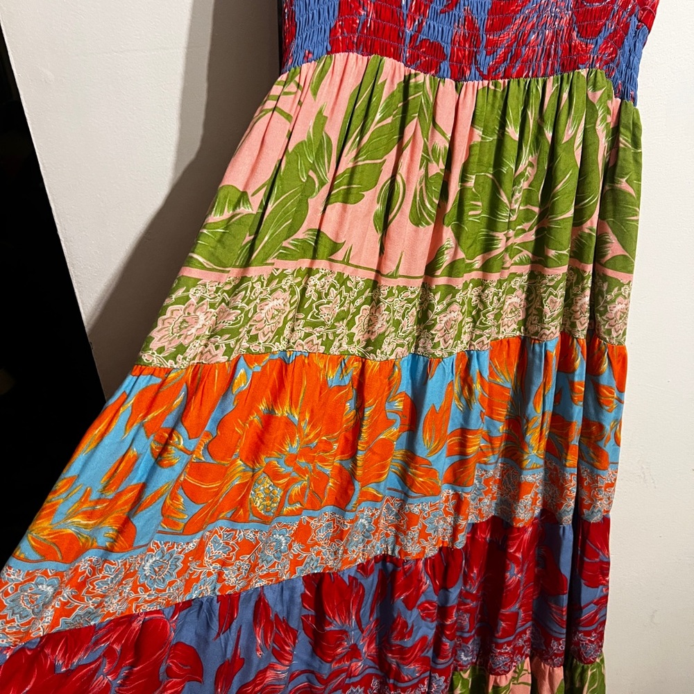 Sleeveless Multicolor Floral Tiered Maxi Dress - Picture 8 of 9